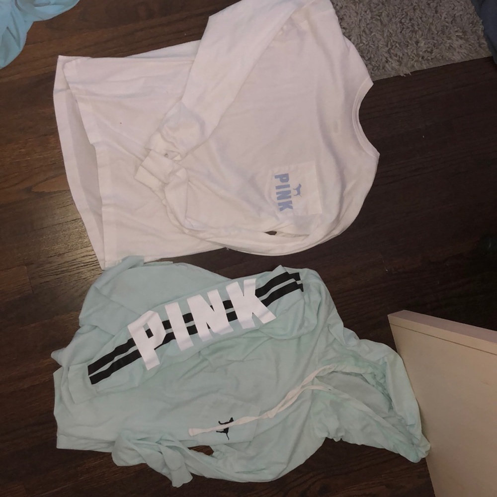 2 VS pink long sleeve tees